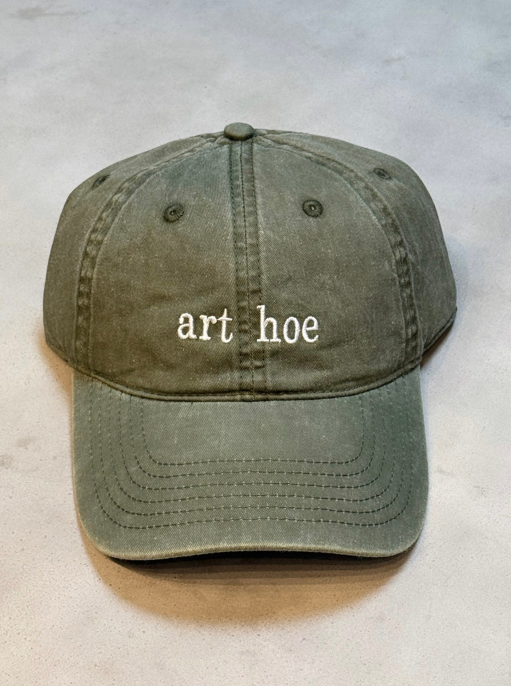 art hoe EMBROIDERED HAT - GREEN / WHITE THREAD