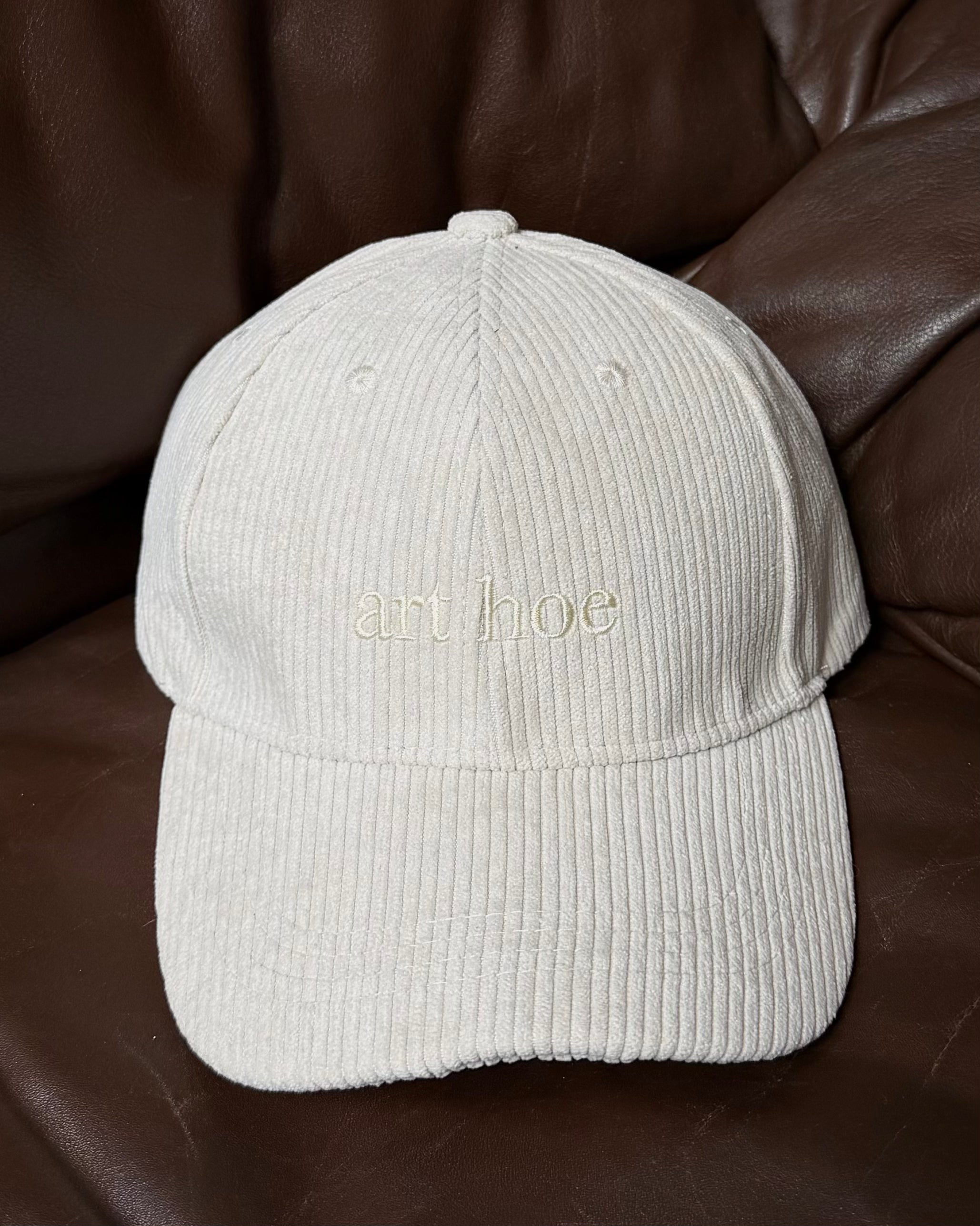 EMBROIDERED CORDUROY HAT - WHITE / WHITE THREAD