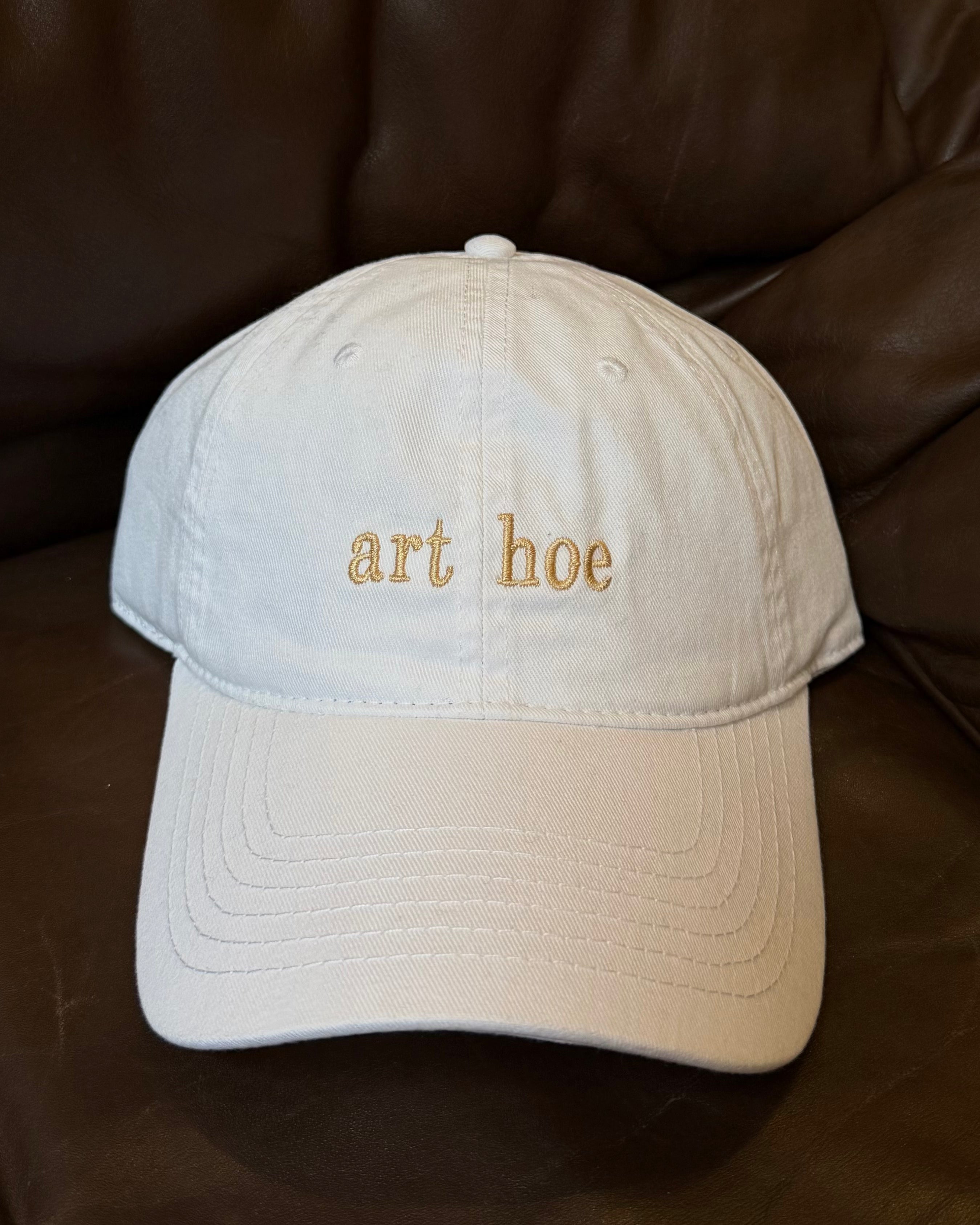 EMBROIDERED HAT - WHITE / GOLD THREAD