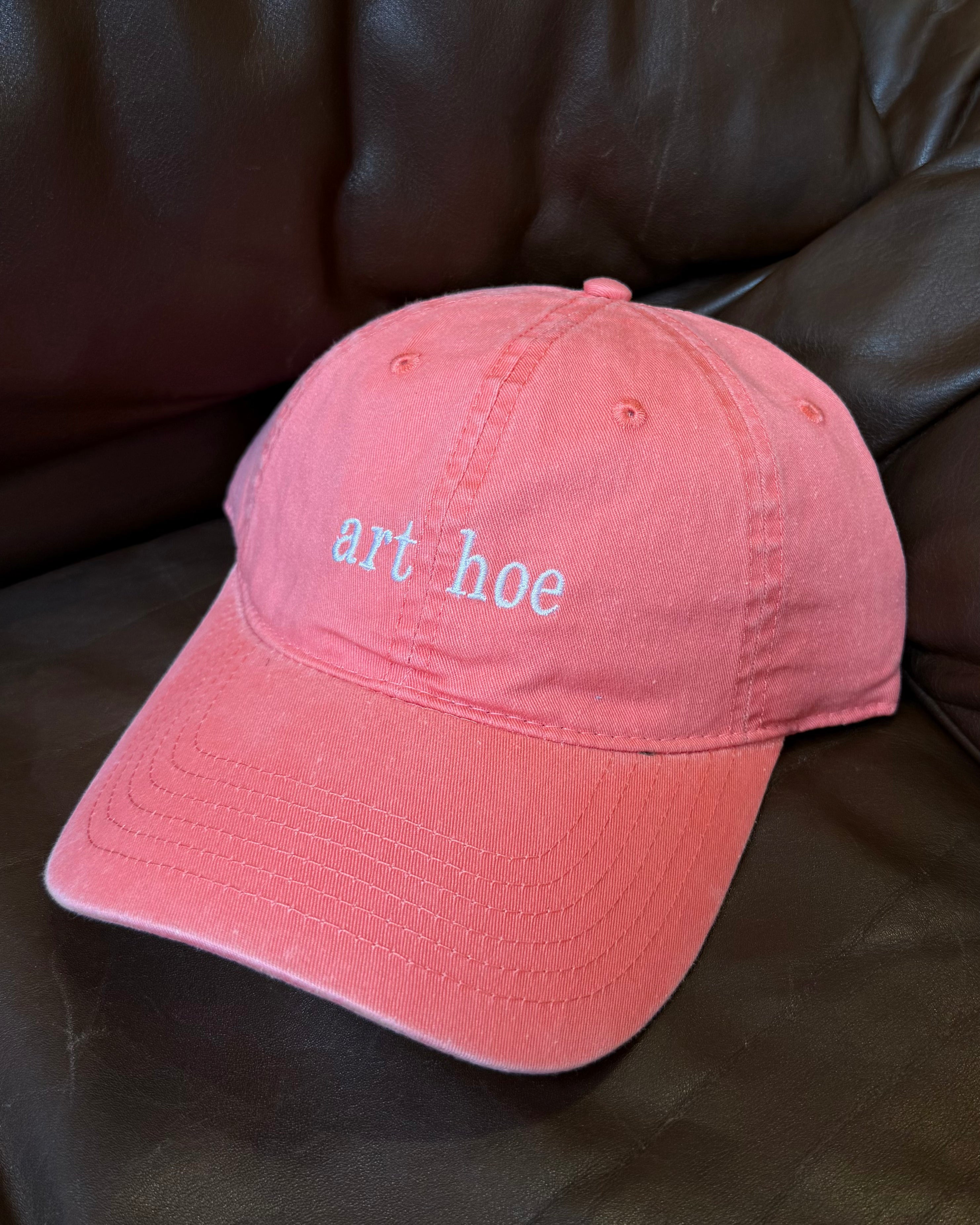 EMBROIDERED HAT - PINK / WHITE THREAD